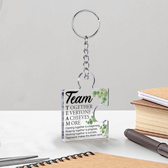 Team Appreciation Gifts for Employee Coworker Staff Bulk, Teamwork Thank You Gift Set Puzzle Piece Acrylic Keychains