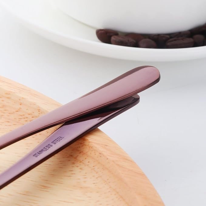 Buyer Star 12 Pieces Purple Teaspoons 5.5-Inch Mini Coffee Spoons Stainless Steel Sugar Demitasse Espresso Spoons