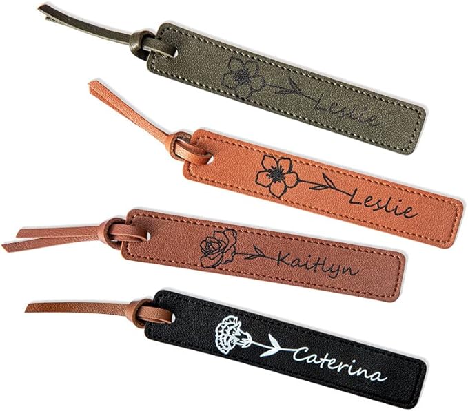 Handcrafted Birthday Flower Bookmark Personalized with Name Book Markers Customizable Gift for 21st Birthday Gifts for Women PU Leather Crafted Bookmarks for Women Book Lovers Personalized Bookmark