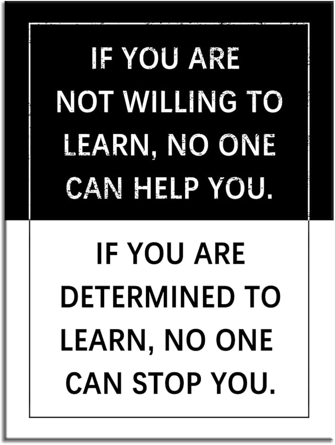 Determined to Learn Motivational Wall Art Entrepreneur Quote Positive Inspirational Poster Canvas Painting Prints Wall Pictures for Living Room Office Home Decor Framed Artwork [18''W x 24''H]