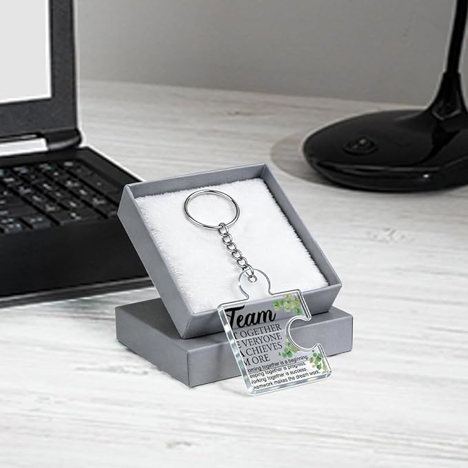 Team Appreciation Gifts for Employee Coworker Staff Bulk, Teamwork Thank You Gift Set Puzzle Piece Acrylic Keychains