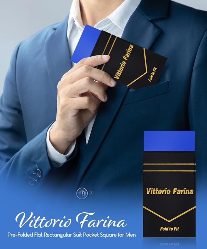 Premium Pre-Folded Four-Point Suit Pocket Square for Men with Sewn Pocket Fold