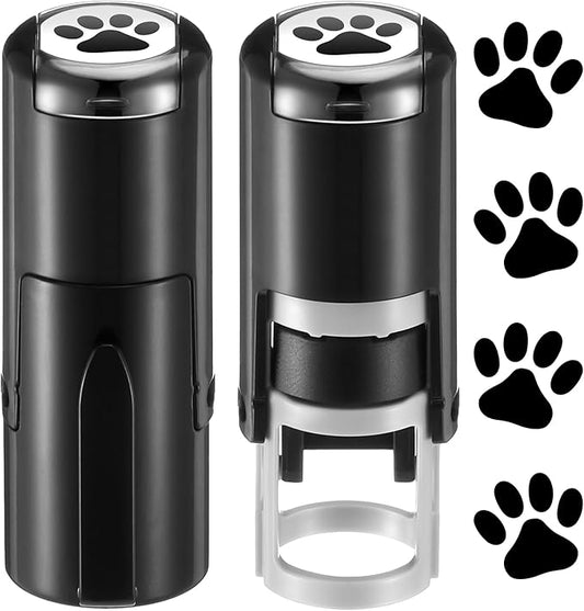 Supervitae 2 Pack Paw Print Stamps Animal Paw Print Stamper Mini Black Self Inking Stamps for Classroom Party Educational Learning Activities Craft Supplies