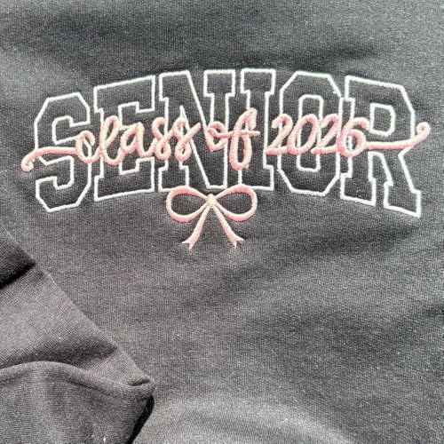 POPPOP Personalized Embroidered Senior Sweatshirt, Class of 2026, Custom Graduation Shirt, School Shirt for Her - Image 4