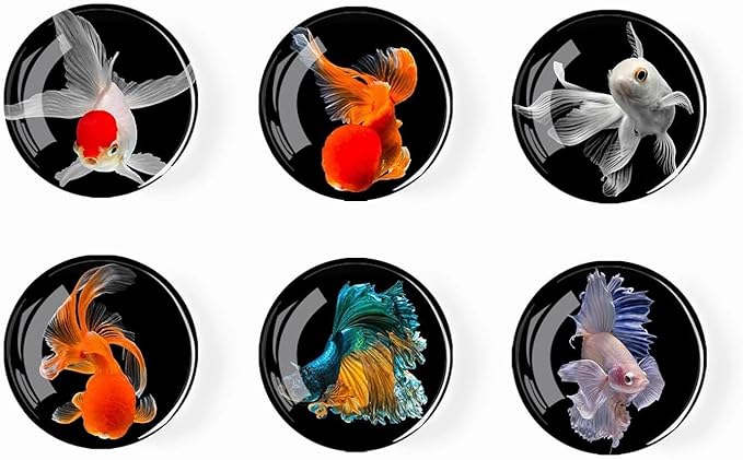 12Pcs Glass Refrigerator Magnets - Fridge Magnets Decoration for Classroom, Locker, Office Whiteboards, Cabinet, Dishwasher and Magnetic Surfaces (Goldfish)