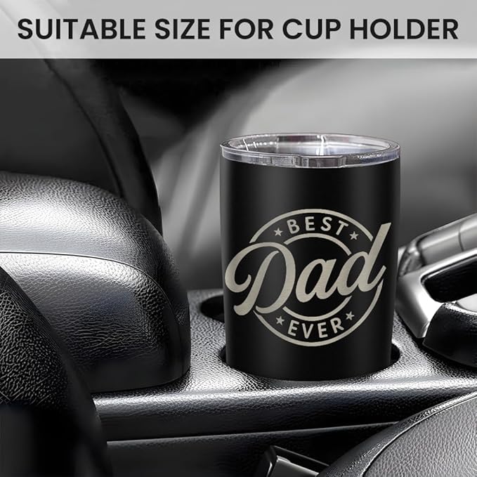 SANDJEST Best Dad Ever Tumbler with Lid - 20oz Insulated Stainless Steel Cup- Coffee Mug for Sport Travel Office, Gift for Father’s Day Birthday