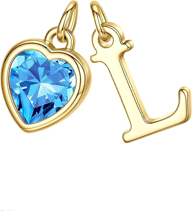 Turandoss Valentines Day Gifts for Her Trendy, Dainty 14K Gold Plated Initial A-Z Heart Birthstone Pendant Necklace Personalized Bridesmaid Birthday Valentines Jewelry Gifts for Women Girls