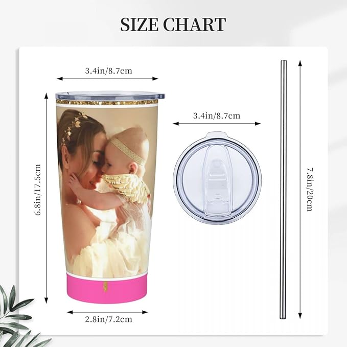 Personalized Custom tumbler Coffee Mug with Lid and Straw Hot and Cold Stainless Steel Vacuum Insulated Travel Mug with Photo Personalized tumbler Gift (20 oz, Funnel，1 photos)