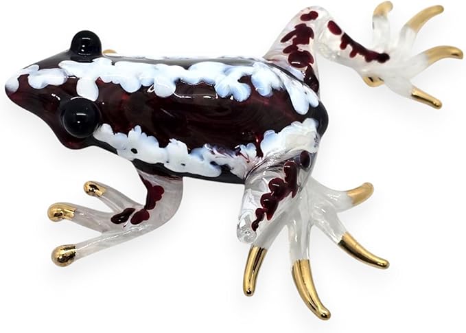 WitnyStore 5¼" Dark Red White Frog Artistic Blown Glass Figurine Premium Hand-Blown Statue Tabletop Decoration Unique Collectible for Adult Collectors Handcrafted Elegant Home Room Decor
