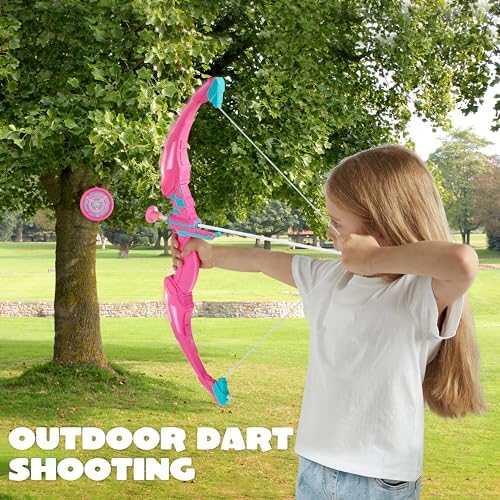 JOYIN Pink Bow and Arrow Set for Girls, LED Light Up Archery Toy Set with 9 Suction Cup Arrows, Target & Arrow Case, Christmas Indoor Outdoor Activity Toy for Kids Girls Ages 3-12 - Image 6