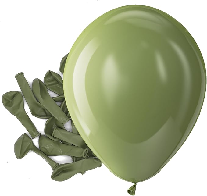Bezente Sage Green Latex Party Balloons - 150 Pack 5 Inch Matte Small Olive Green Helium Balloons for Birthday Bridal Shower Wedding Graduation Anniversary Safari Jungle Party Decorations