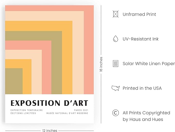 HAUS AND HUES Danish Pastel Posters, Trendy Posters, Danish Posters, Danish Pastel Wall Decor, Aesthetic Posters Art, Abstract Art Exhibition Poster, Cute Poster (12x16 Unframed)