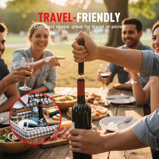 Wine Bottle Opener, Pocket Air Pressure Pump Wine Bottle Opener, Portable Wines Cork Open Bottles Tool, Mini Travel Corkscrew Quick Bottles Opening for Home Restaurant Party (Red)