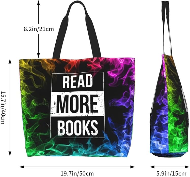 Vintage Read More Books Large Reusable Eco-friendly Shopping Bags Portable Storage Handbag