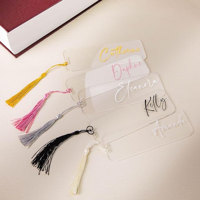 Customizable Name Clear Acrylic Bookmark Bookmarks for Women Elegant Transparent Name Design Personalized Bookmark 21st Birthday Gifts for Women Book Markers for Reading
