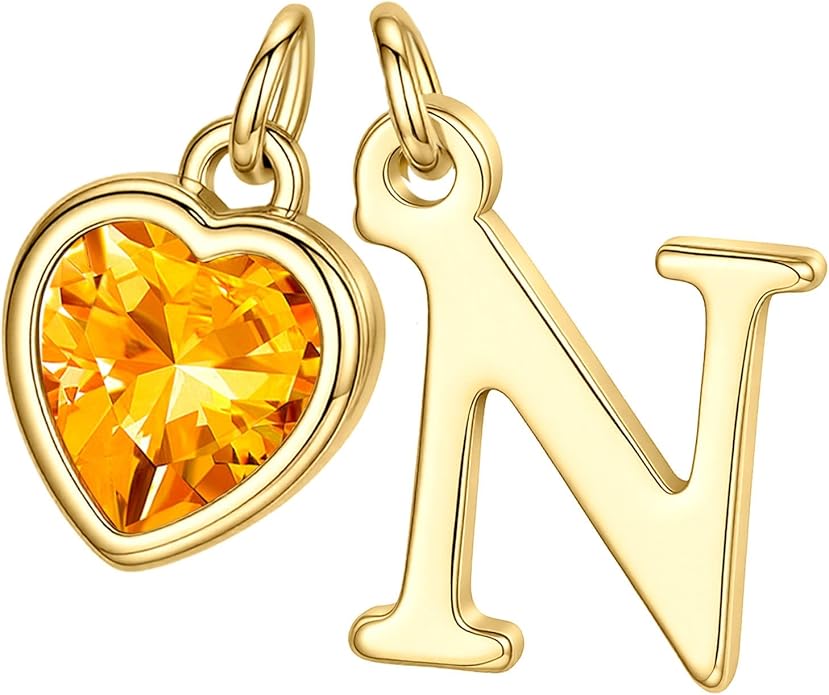 Turandoss Valentines Day Gifts for Her Trendy, Dainty 14K Gold Plated Initial A-Z Heart Birthstone Pendant Necklace Personalized Bridesmaid Birthday Valentines Jewelry Gifts for Women Girls