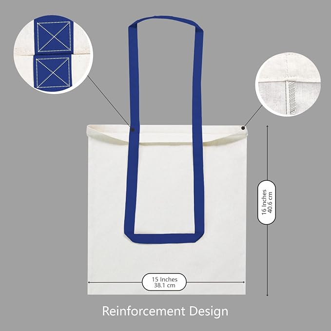 TOPDesign 24-Pack Economical 16"x15" Cotton Tote Bag, Lightweight Medium Reusable Grocery Shopping Cloth Bags, Suitable for DIY, Advertising, Promotion, Gift, Activity