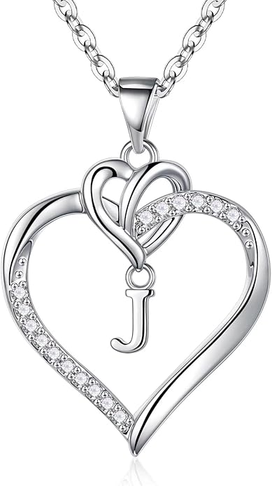 STORUP Valentines Gifts for Women Teen Girls - Heart Initial Necklaces for Women Girls, 14K-Gold-Plated CZ Initial A-Z Heart Necklaces for Teen Girl Jewelry Valentines Gifts for Her Mom Wife Sister
