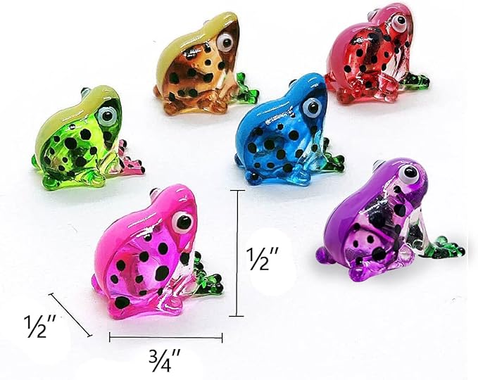 WitnyStore Tiny ¾ Inch Pink Black Dotted Short Face Frog Figurine - Miniature Hand Blown Glass Poison Dart Frogs Amphibian Animals Colorful Small Crystal Decorative Collectible Figures Décor Gifts