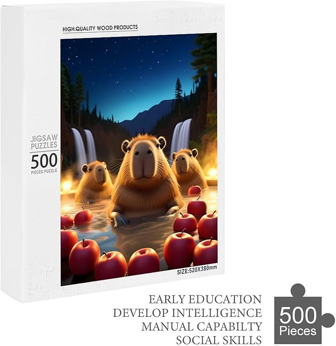 Jigsaw Puzzles for Adults 500 Piece - Cute Capybara Wooden Puzzles, Puzzle Games, Stress Relief Games, Funny Puzzles，Unique Gifts for Wall Art，Family Puzzles