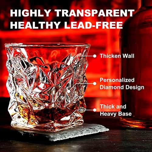 Whiskey Stones Gift Set, 2 Large Crystal Whiskey Glasses in Wood Gifts Box - Image 3