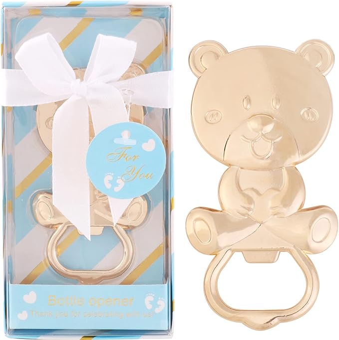 24 pcs Baby Shower Favors for Guest Bear Bottle Opener Baby Shower Keepsake Baby Shower Return Gift for Guest Baby Shower Souvenir for Boy or Girl Baby Shower Decorations (Blue Bear)