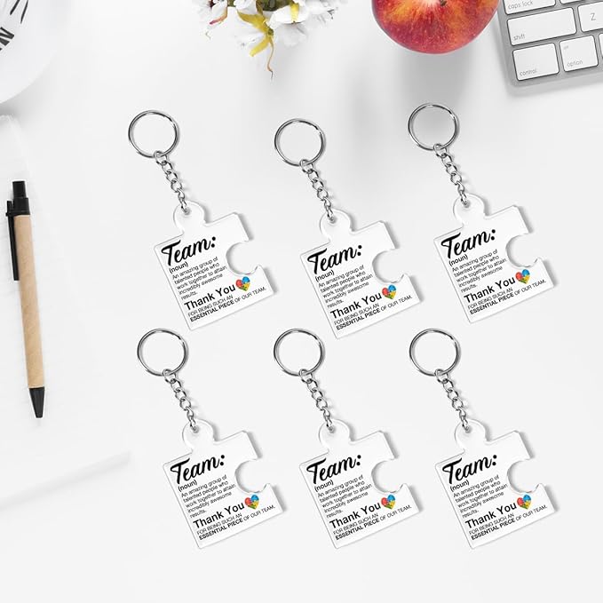 Team Appreciation Gifts for Employee Coworker Staff Bulk, Teamwork Thank You Gift Set Puzzle Piece Acrylic Keychains