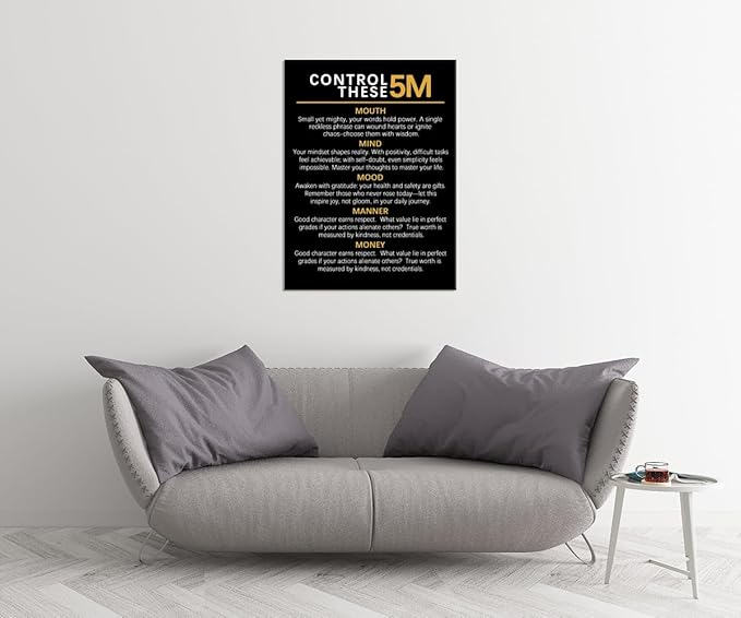 Inspirational Print Poster Control There 5M Motivational Canvas Office Wall Art Inspiring Quotes Picture Painting Modern Artwork for Home Bedroom Living Room Classroom Decor Frame[30''W X 40''H]