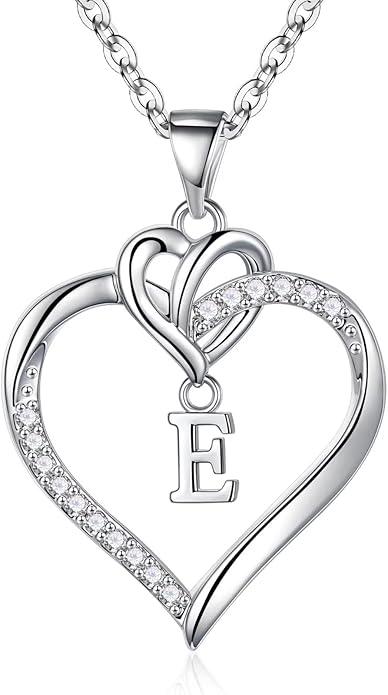 STORUP Valentines Gifts for Women Teen Girls - Heart Initial Necklaces for Women Girls, 14K-Gold-Plated CZ Initial A-Z Heart Necklaces for Teen Girl Jewelry Valentines Gifts for Her Mom Wife Sister