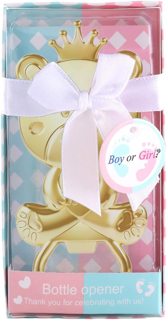 24 pcs Baby Shower Party Favor Bottle Opener Party Supplies Decoration Baby Shower Return Gift for Guest Baby Shower Souvenir for Boy or Girl Bridal Shower Bar Tools (Blue and Pink Bear)