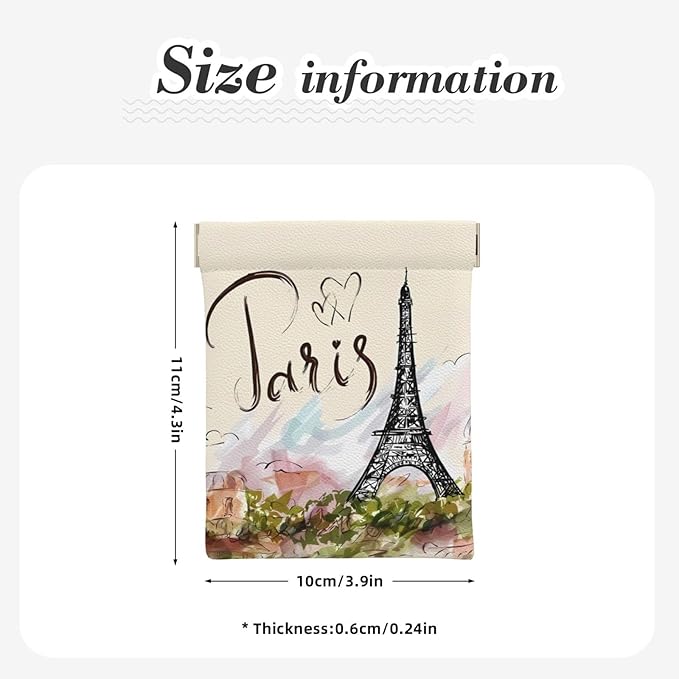 Coin Purse the famous Paris Eiffel Tower Leather Squeeze Coin Purse Mini Pouch Change Wallet Bag Gifts for Women Kids Girls Key Holder