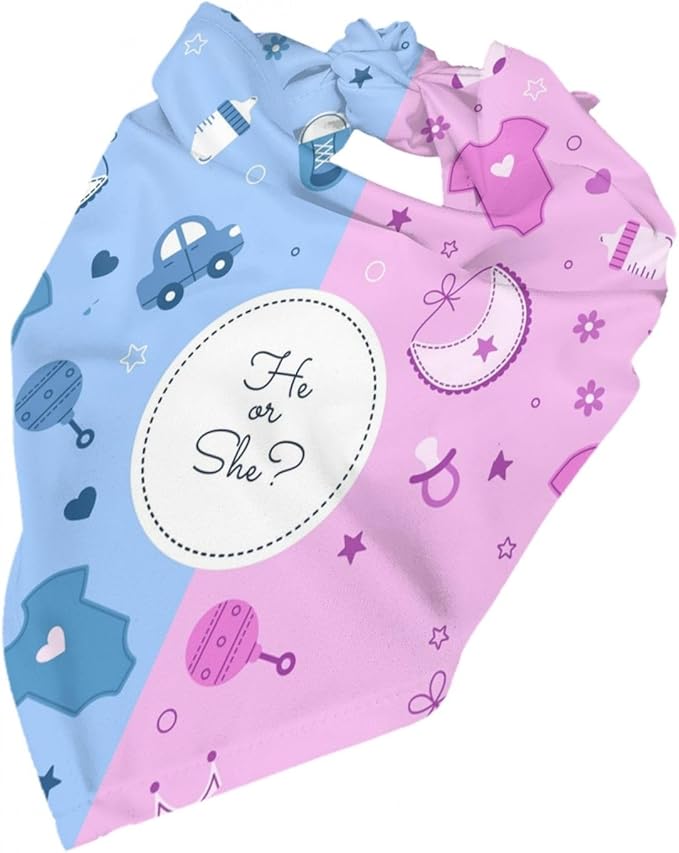 He Or She What Will It Be? Gender Reveal/Baby Announcement Dog Bandana,Pet Neckerchief for Pets Daily Wear Photo Prop Party Supplies (Cute Pink)