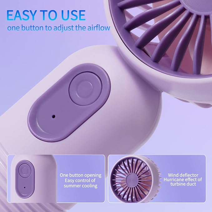 Mini Portable Fan 6 Pack, Cute Handheld Fan Battery Operated Lightweight Small Personal Fans with 3 Speeds and USB Rechargeable Eyelash Fans for Women Men Office Outdoor Travel Camping