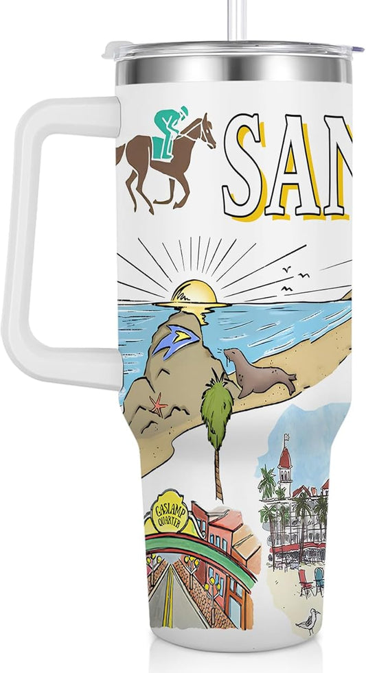 City Tumbler 40oz,Stainless Steel Water Bottle for Hot & Cold Beverages-City Gift Idea (San diego)