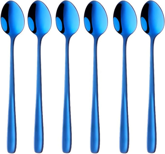 Buyer Star Long Handle Iced Tea Spoons Set of 6, 8 inch 18/10 Heavy Duty Coffee Spoon Sets for Mixing, Cocktail Stirring, Tea, Coffee, Milkshake, Cold Drink