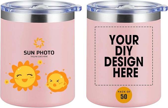 Personalized Custom Tumbler Print in USA 12oz 50Pcs Stainless Steel Travel Coffee Cup with Lid & Straw Double Wall Insulated Mug With Colorful Text Logo Photo