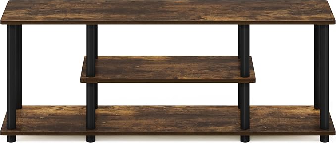 Furinno Turn-N-Tube No Tools 3D 3-Tier Entertainment Stand up to 50 inch TV, Amber Pine/Black