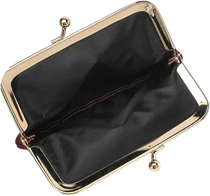 Coin Purse Vintage Bag Lock Wallet Buckle Kiss Lock change purse change holder wallet coin Leather coin wallet(F green)