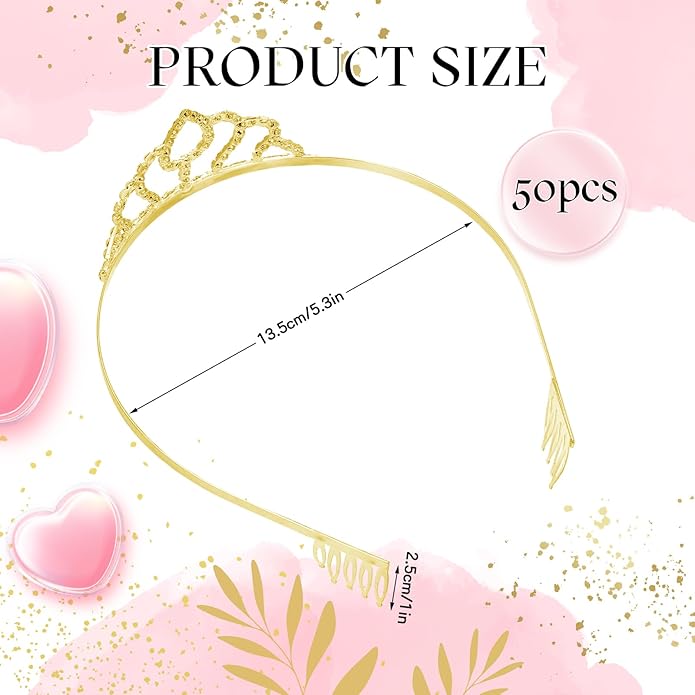 Riceshoot 50 Pcs Tiara Crowns Bulk for Women Crystal Princess Tiara Queen Rhinestone Crown with Comb Silver Bridal Wedding Headband for Women Prom Birthday Party Hair Accessory