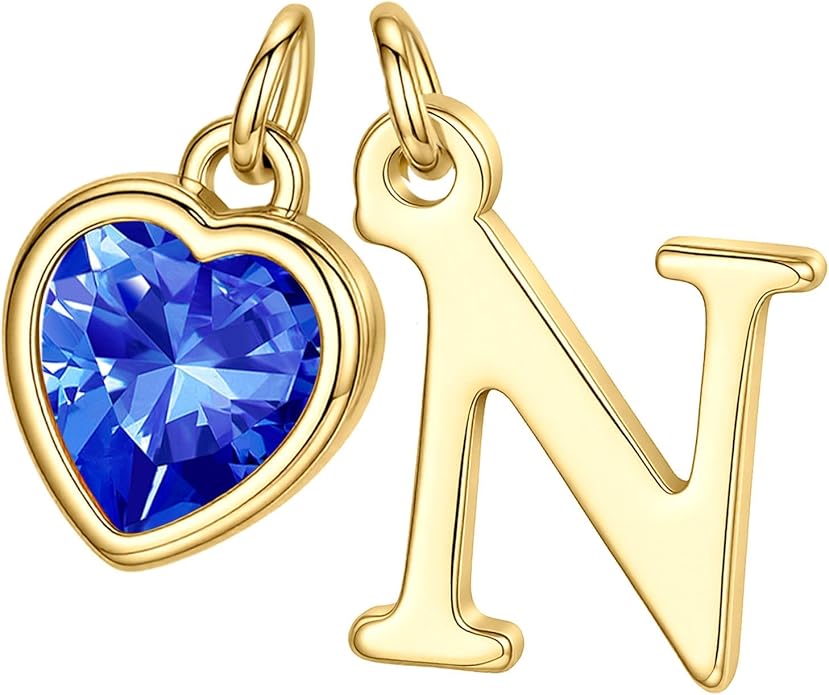 Turandoss Valentines Day Gifts for Her Trendy, Dainty 14K Gold Plated Initial A-Z Heart Birthstone Pendant Necklace Personalized Bridesmaid Birthday Valentines Jewelry Gifts for Women Girls