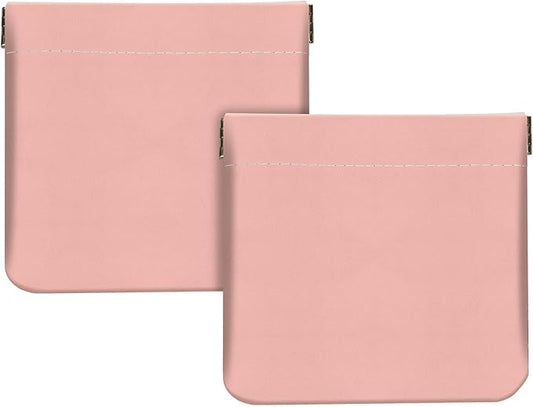 2Pcs PU Leather Small Squeeze Coin Purse Pouch Mini coin Bag Unique And Cute Wallet Cosmetic Bags Change Bag For Women Girls Men （Pink