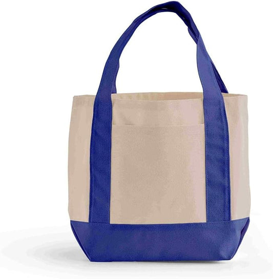 TBF 12 Pack Mini Iconic Canvas Shopping Bags with Gusset – Reusable Eco-Friendly Tote Bags with Handles