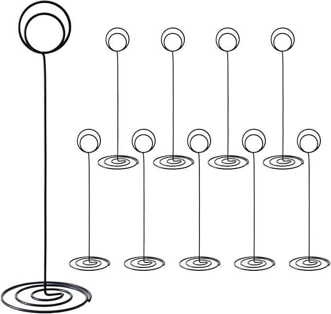 Hoewina 10Pcs Place Card Holder, Table Number Holders, Wire Picture Holder, Table Card Holders Stand, Photo Holder for Centerpieces, Wedding Reception, Party, Birthday (Black)