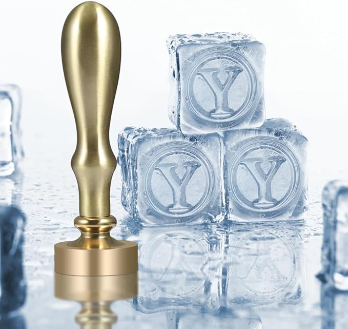 Ice Cube Stamp for Cocktails Ice Stamp Brass Head with Handle, Ice Branding Stamp for Ice Cubes Cocktail Whiskey Drinks Party Wedding Making DIY Crafting (Letter Y)