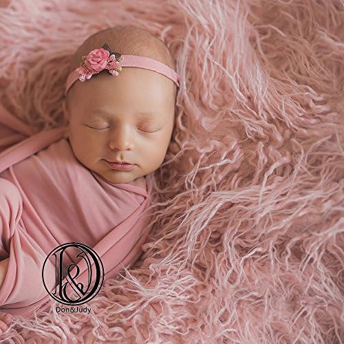 Newborn Photo Props Faux Fur Round 23.6 inch Soft Baby Boy Girl Photo Blanket Studio Photo Mat Light Pink - Image 5