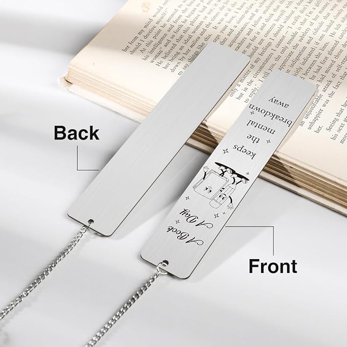 Funny Bookmark Gift for Book Lover, Inspirational Mental Bookmark for Reading Women Bookworm Bookish Nerd, Christmas Birthday Gifts for Girls, A Book A Day