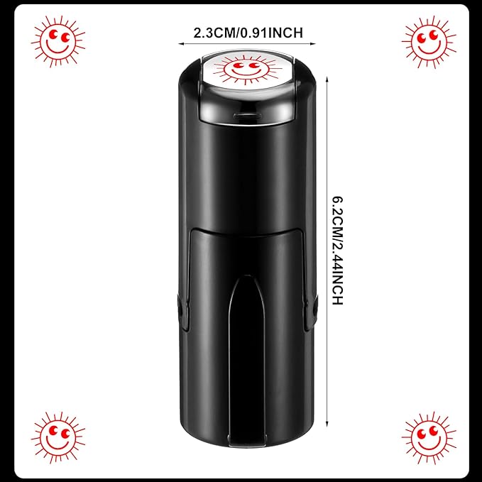 Supervitae 2 Pack Sun Print Stamps Red Ink Stamper Mini Self Inking Stamps for Party Activities Craft Supplies
