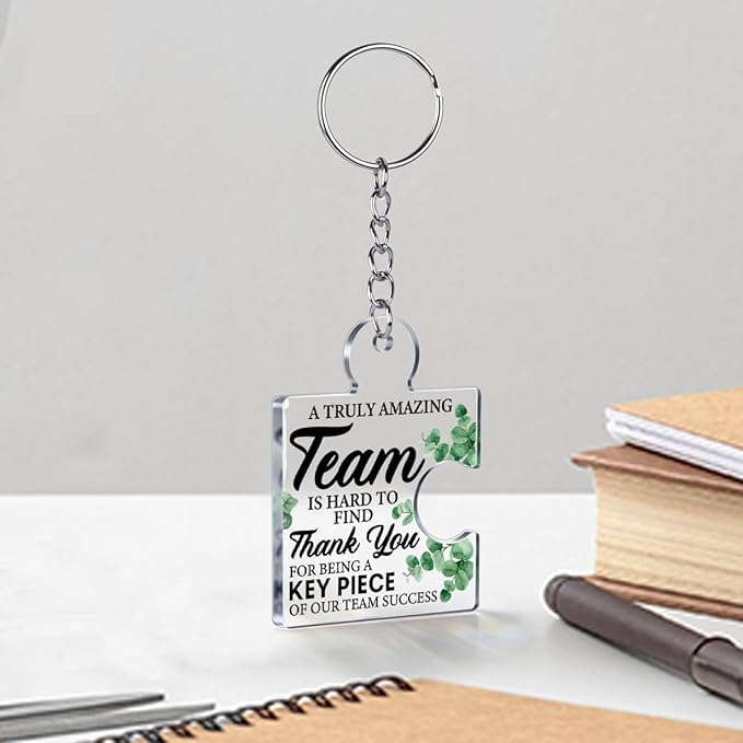 Team Appreciation Gifts for Employee Coworker Staff Bulk, Teamwork Thank You Gift Set Puzzle Piece Acrylic Keychains