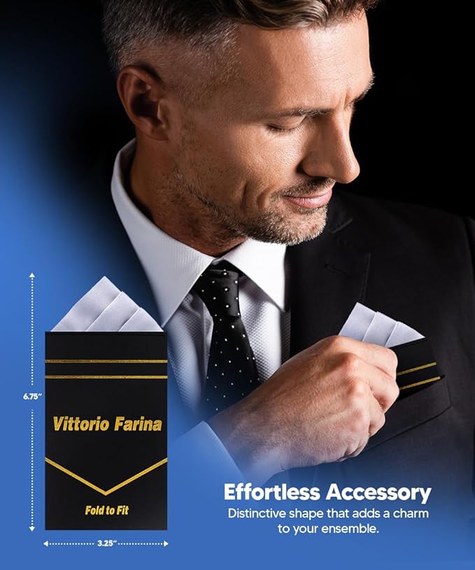 Premium Pre-Folded Four-Point Suit Pocket Square for Men with Sewn Pocket Fold