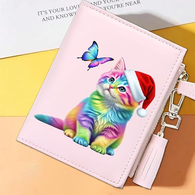 GEEAD Custom Design Small Wallets for Women Bifold Slim Coin Purse Zipper ID Card Holder for Christmas